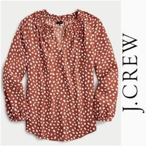 J.Crew Drapery Ruffle neck Top in Brushstroke Print 365 Crepe
